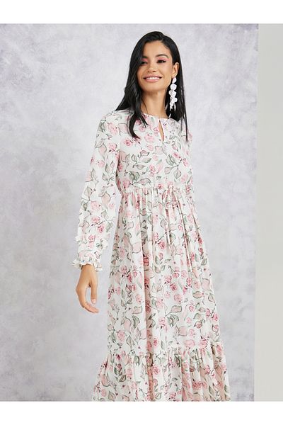 Styli All Over Print A-Line Maxi Dress