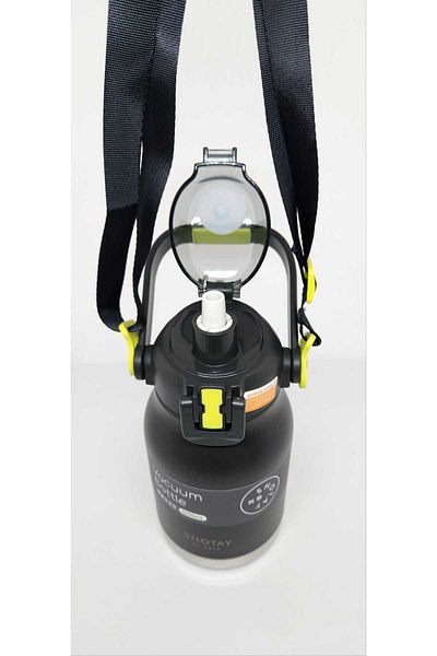Shotay ST-8250 Model Black Flask - 1000ml Capacity, 2 Different Uses, with Handle and Hanging Straw