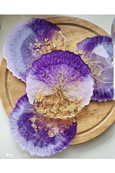 Sultan Tasarım طقم قواعد أكواب إيبوكسي مكون من 4 قطع