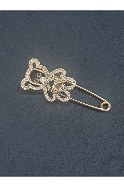 ESRA ŞELEM Ayıcık Model Taşlı  Çataliğne Yaka İğnesi Broş Yaka Aksesuarı Hobi