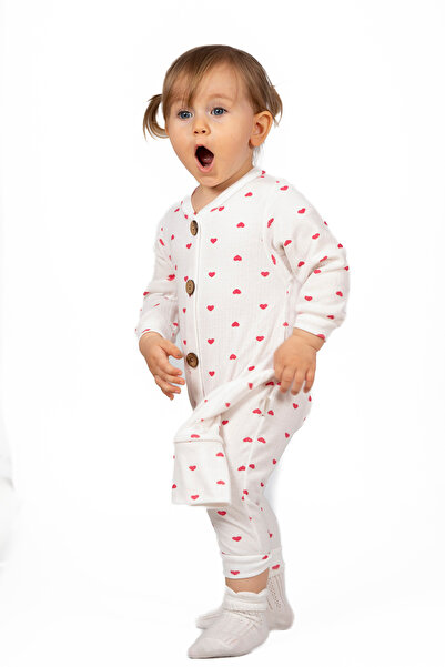 Mai Perla Beret Wooden Jumpsuit and Button Detailed Baby Set