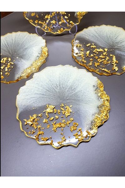Sultan Tasarım Epoxy Beauty Large Dowry Set Coasters Presentation Tiered Cookie Holder Tray