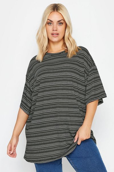 Stil Diva Tricou cu decolteu cu jumătate de mânecă cu croială lungă 302549