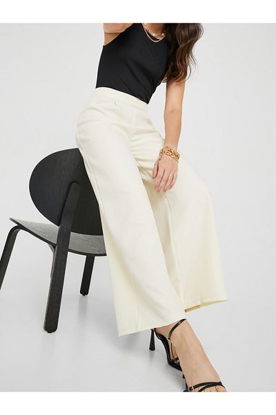 Styli High Rise Wide Leg Pants With Folded Pleats