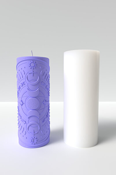 Cageartstudio Astroloji Desenli Mum Silikon Kalıp M1 - Astroloji / Ayın Evreleri Mum Kalıbı 12 x 4.7 cm M1