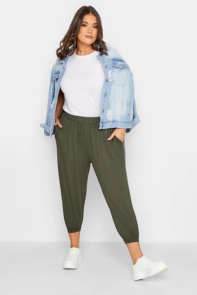 Stil Diva Plus Size Pocketed Jogger Pants with Rubber Detail on the Leg and Waist144781