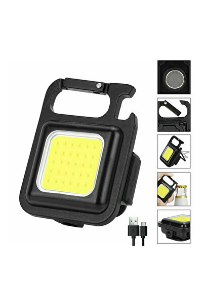 VOOKA Mini LED anahtarlık el feneri USB şarj edilebilir lamba taşınabilir cep...