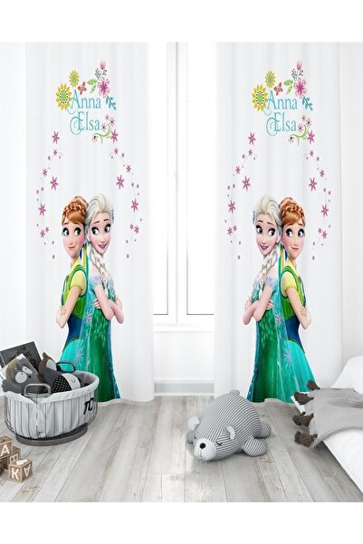 EVPANYA Çiçekli Anna Ve Elsa Desenli Çocuk Odası Perdesi ( Tek Kanat Fiyatlan...