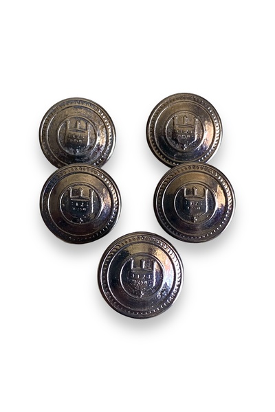 Turuncu Tuhafiye 5'li Metal Düğme Seti Krom Renk 2.25cm