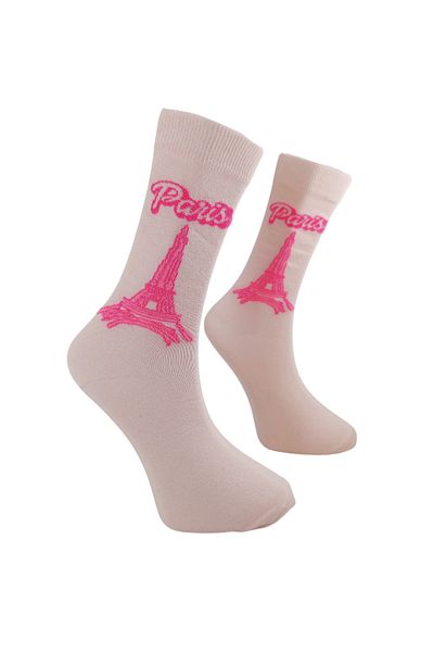 Shuttle Park Unisex Imported Special Series - Pink Eiffel Tower Paris Written πολύχρωμες κάλτσες χωρίς ραφή