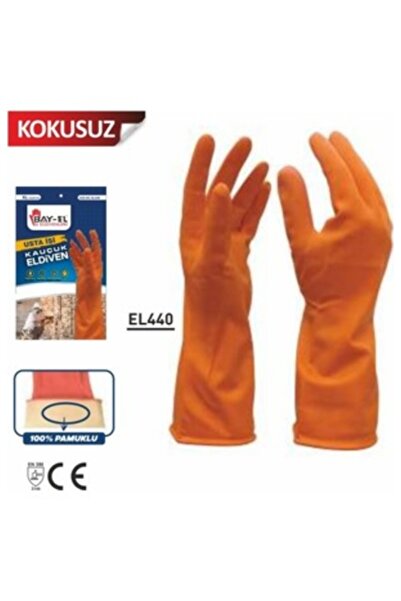 Baytec Usta İşi Kauçuk Eldiven Turuncu Eldiven Xl