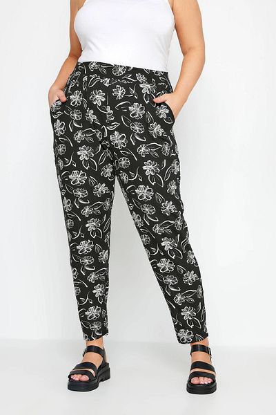 Stil Diva Large Size Skinny Leg Patterned Pocket Carrot Cut Lycra Trousers143733