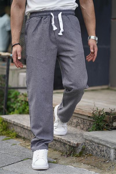 teogo Gray Linen Men's Trousers - Woven