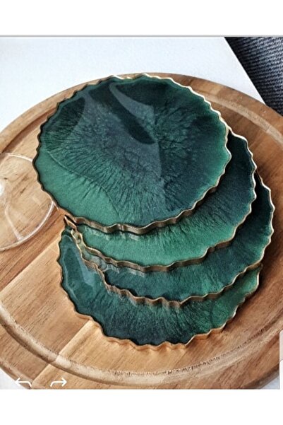 Sultan Tasarım طقم قواعد أكواب إيبوكسي مكون من 4 قطع من بيرليسسينت