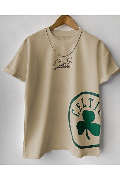 oneagılyazı Ανδρικό κοντομάνικο μπλουζάκι από βαμβακερό εμπριμέ Oversize - Cr...