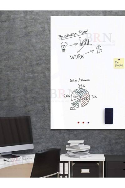 BRN Reklam Bright White Blackboard Foil Self-Adhesive Table Suitable for Cabinets and Walls