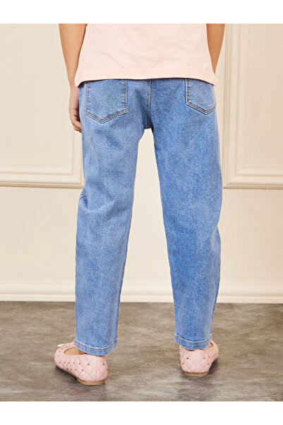 Styli Graphic Print Paperbag Waist Button Front Jeans