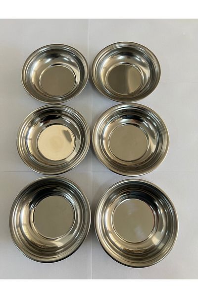 BAYDURSAN Stainless Steel Dining Plate - Thick and Shiny, 17 cm (No.2) Pack of 6