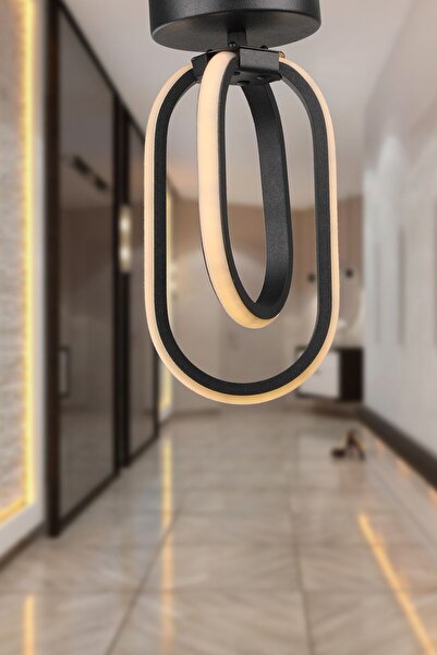 Begüsa Göktuğ 3 Renk Ledli Tavan Montaj Tekli Avize Siyah