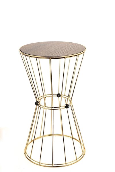 Begüsa Madrid Sehpa Gold Kaplama Ceviz Ahşap