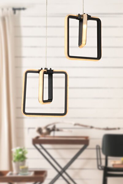 Spacious 3 Colors Led 2-Piece Chandelier Black