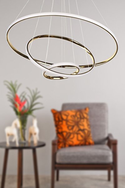 Begüsa Spin 3.Lü Ledli Avize Gold Kaplama