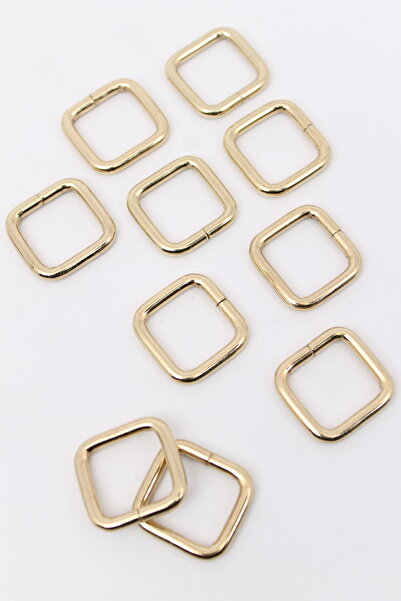 ERDAL DERİ 10 adet 2 cm metal kare halka light gold