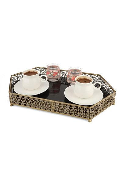 Begüsa Güzin Metal Presentation Tray, Organizer, Ceremony, Promise Engagement Tray, Multi-Purpose Luxury Tray Antique No:2