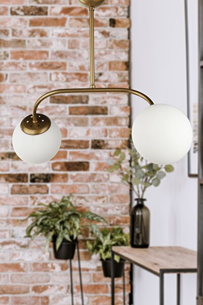 Begüsa Norel 2.Li Avize Eskitme Beyaz Cam