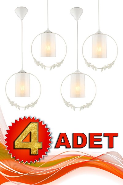 Begüsa 4 Adet Haliç Tekli Avize Beyaz Beyaz Akrilik