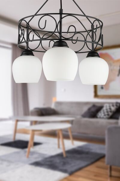 Begüsa Sarmal 3.lü Avize Siyah