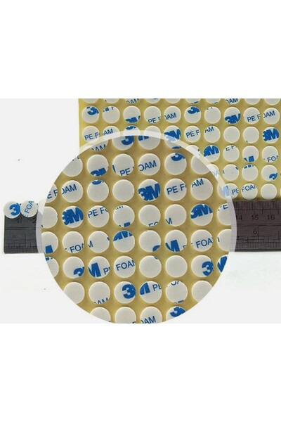 Hdg 3m Yapışkanlı Çift Taraflı Bant BEYAZ Yuvarlak- 15 Mm Çap - 100 adet