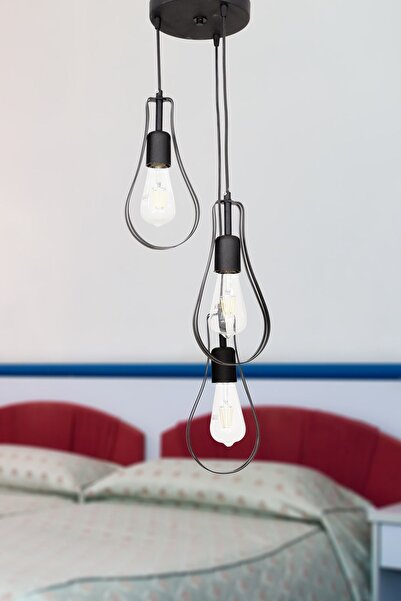 Begüsa Metal Armut 3.lü Siyah Avize