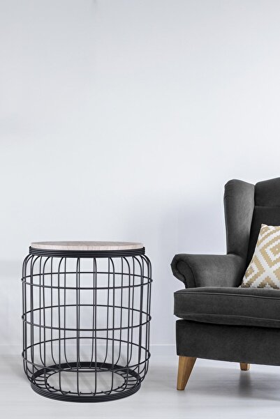 Begüsa Camellia Sehpa Siyah Ahşap Akça