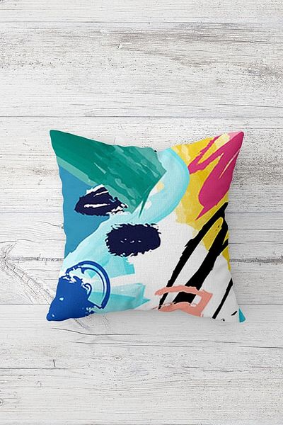 on the clouds Random Drawings Patterned Hidden Zippered Throw Pillow Cover Sofa Pillow Cover Set (4 Pieces)