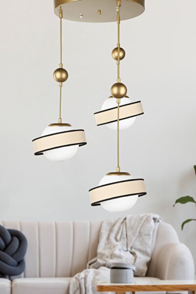 Begüsa Gezegen 3.Lü Avize Eskitme Krem Şapka