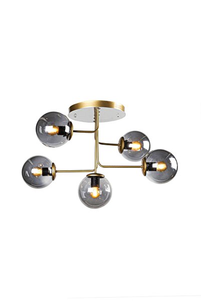 Begüsa Hazeran 5.li Eskitme Füme Glop Camlı Avize