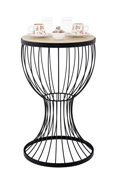 Begüsa Aldora Sehpa Siyah Ahşap Akça