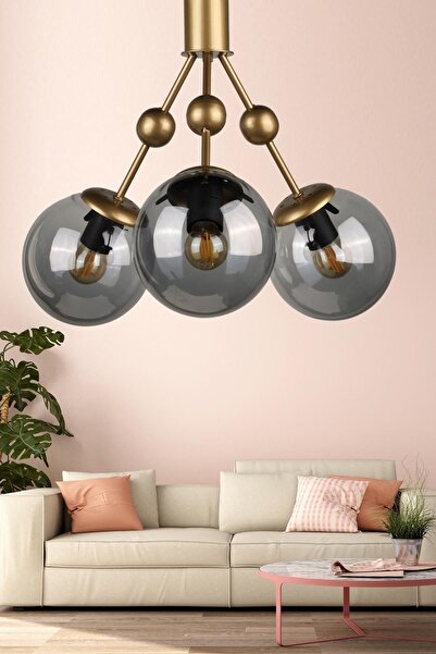 Begüsa Delf 3.lü Avize Eskitme Füme Cam