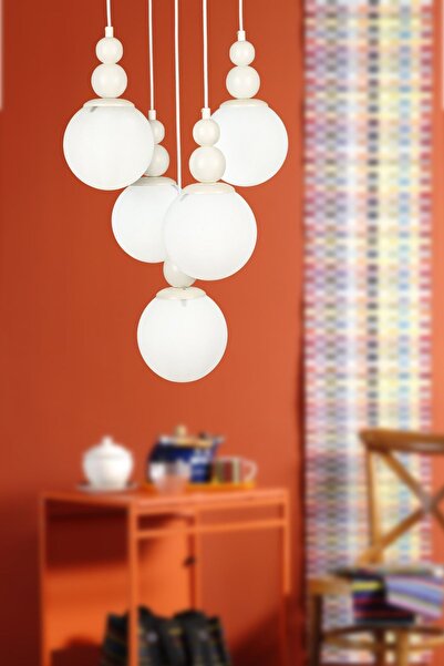 Begüsa Sonsuz 5.li Avize Beyaz Beyaz Cam