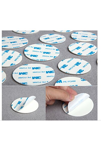 Hdg 500 adet - 3m Yapışkanlı Çift Taraflı Bant BEYAZ Yuvarlak- 3 cm Çap