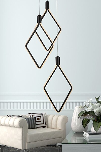 Begüsa Uras 3 Renk Ledli 3.lü Avize Siyah