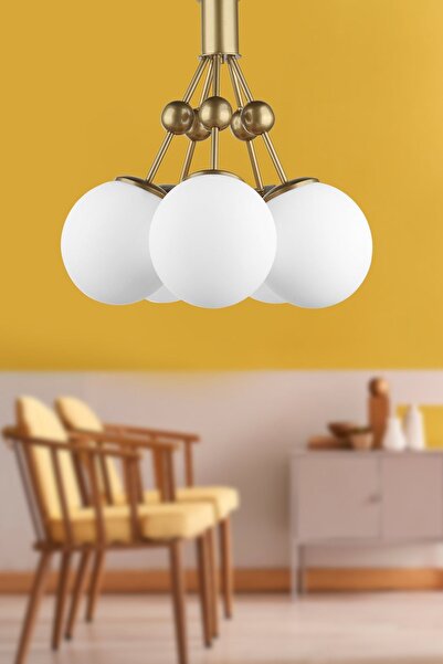 Begüsa Delf 5.li Avize Eskitme Beyaz Cam