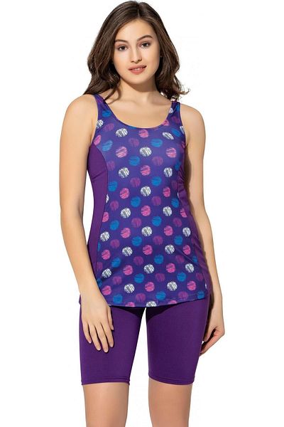 Argisa Tights Kini Patterned Shorts Tankini 5532 Patterned Purple Plus Size