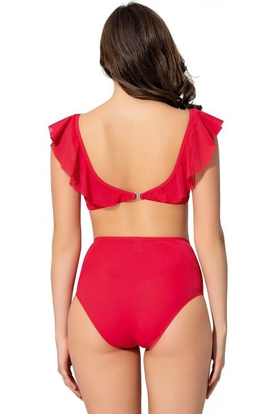 Argisa Plain Ruffle High Waist Bikini 5005 Red