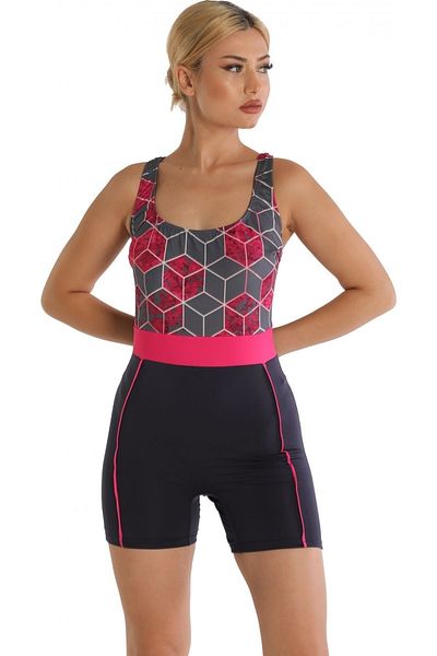 Argisa Μοντέλο μαγιό με σορτς με σχέδιο 6526 Anthracite Large Size