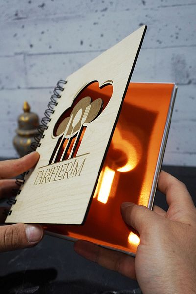 markcat Kitchen Themed Unlined Notebook with Wooden Cover - A5 Memory Book