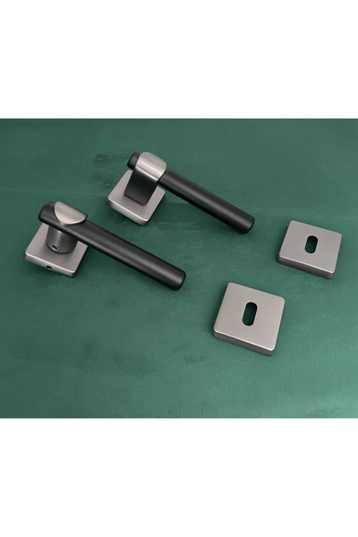 KOLDOOR Apollo Matte Scottish - Mâner de ușă din Zamak cu rozetă pătrată de lux, negru afumat, 1 set