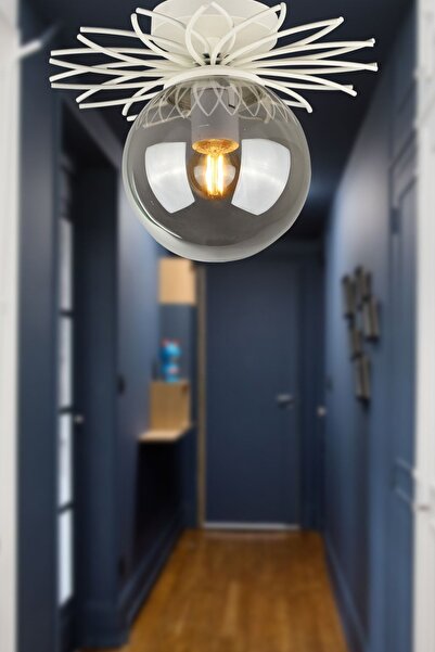 Begüsa Tesla Tekli Avize Beyaz Füme Cam