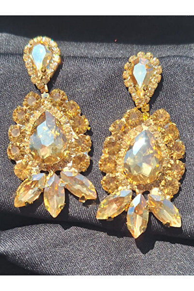 safhas Kadın Küpe Kristal Taşlı Kına Düğün Gelin Küpesi – Bijuteri Küpe